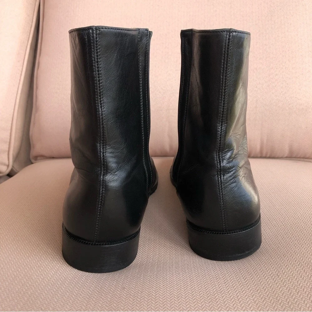 Bragano Cole Haan Made in Italy Leather Zipper Up Black‎ Leather Lined Boot 8